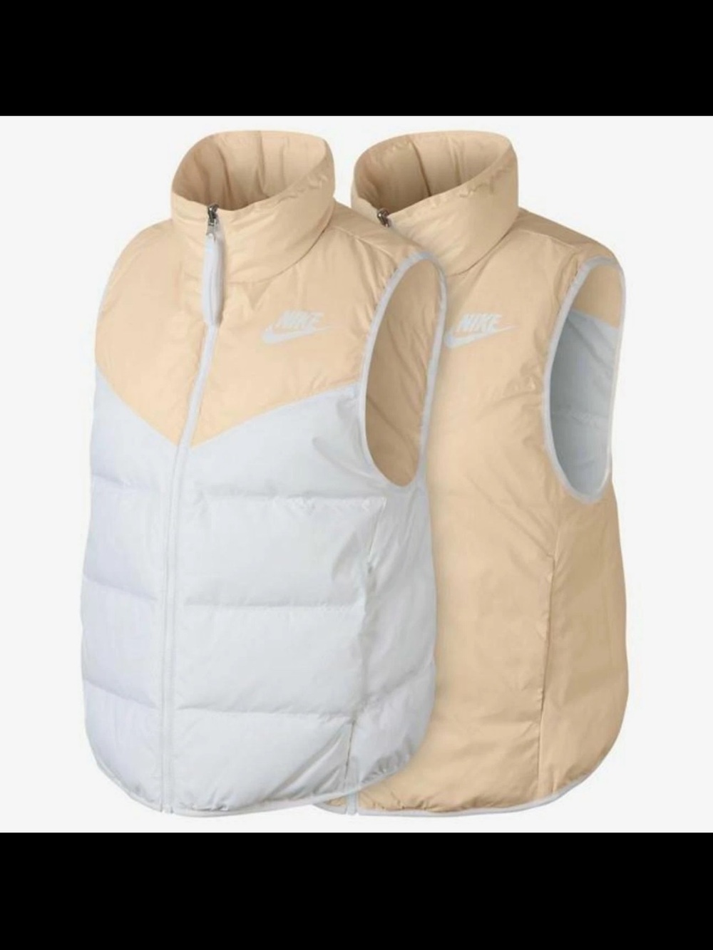 Nike women’s small Reversible Puffer Vest in light peach& White